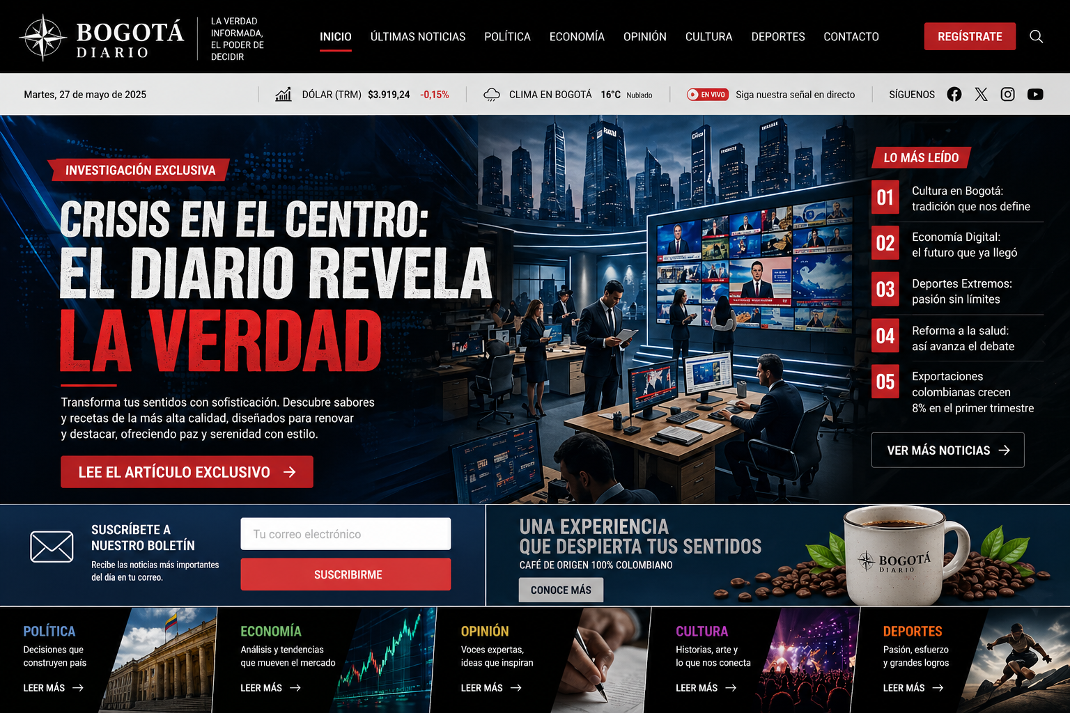 Interfaz de Portal de Noticias y Periódico Digital