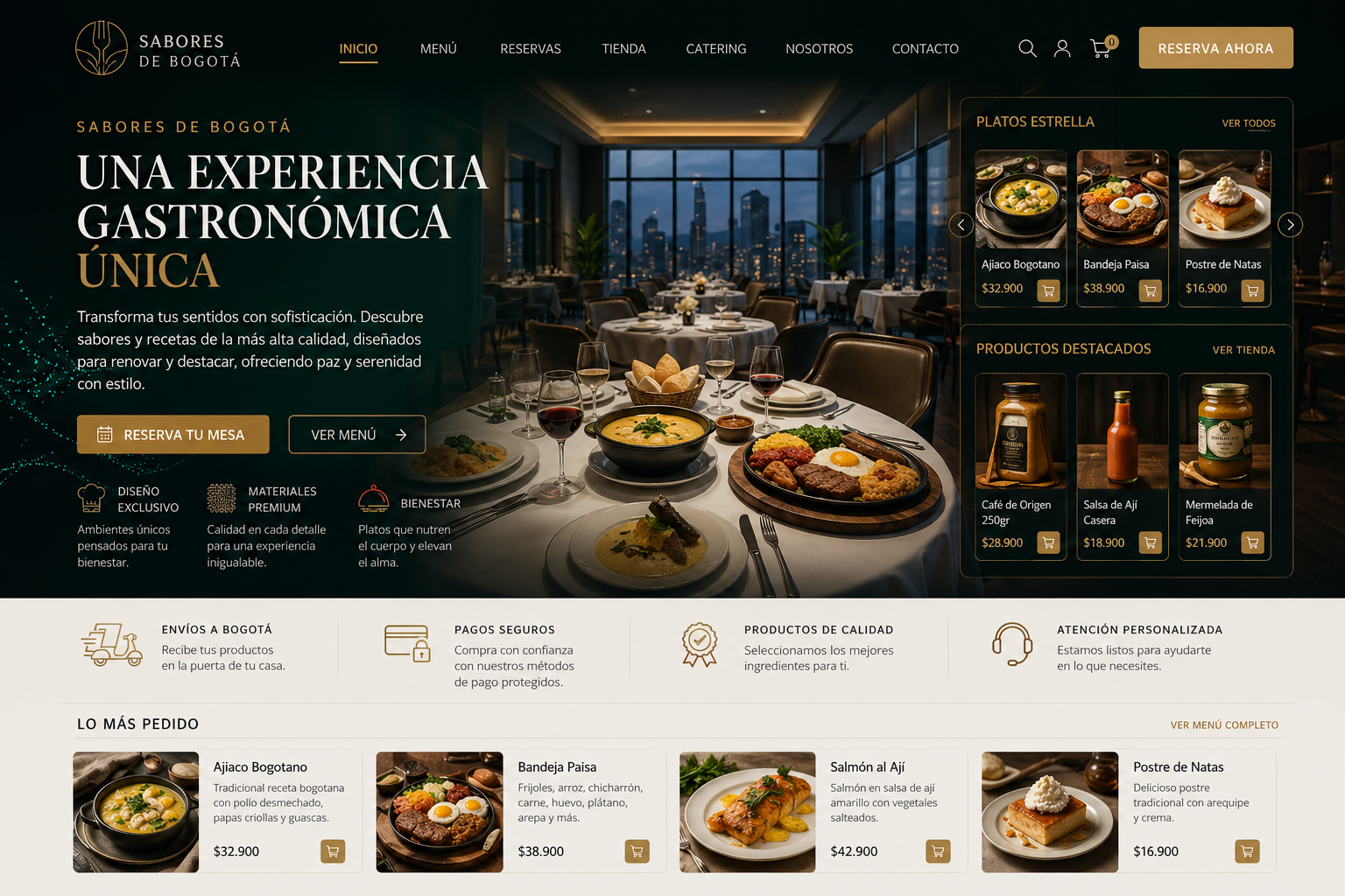 Diseño de Página Web para Restaurante Gourmet